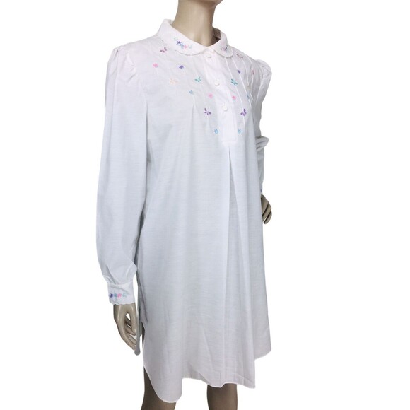 VTG Jodie Arden Hand Embroidered Butterflies Puff Sleeve Sleep Shirt Nightgown - Picture 1 of 8